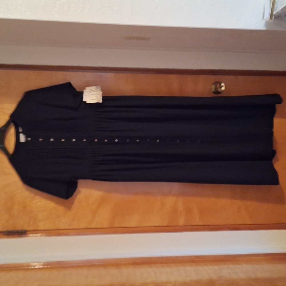 Liz Claiborne LIZ NOW Black Button Down Dress Size 8 NWT